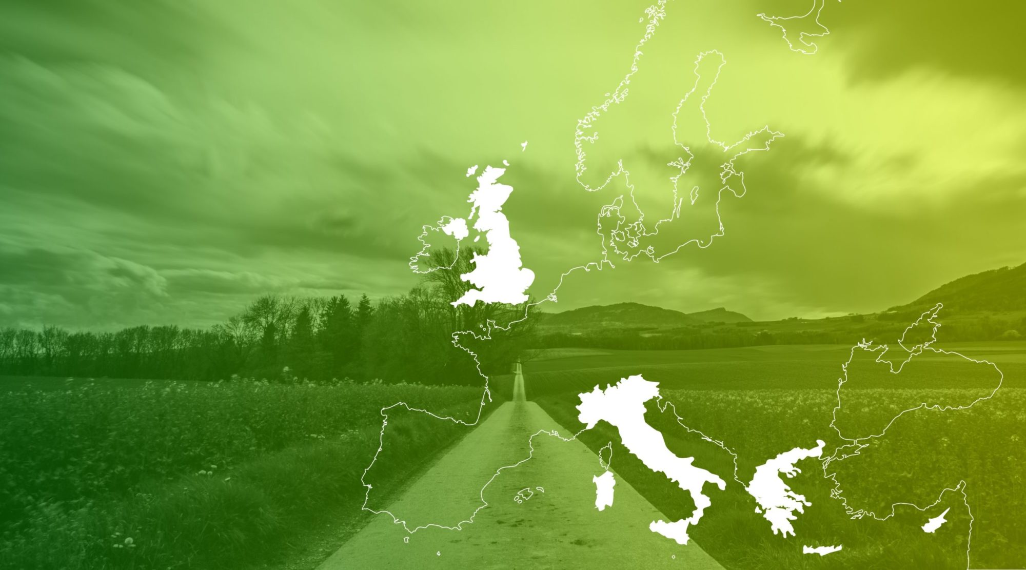 Map of Europe with field trial countries of NOMAD highlighted